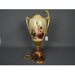 For Restoration - A large Vienna style porcelain, twin handled vase and cover,