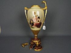 For Restoration - A large Vienna style porcelain, twin handled vase and cover,