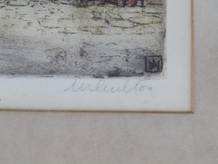 Three coloured etchings depicting Tudor buildings and similar, - Image 5 of 7