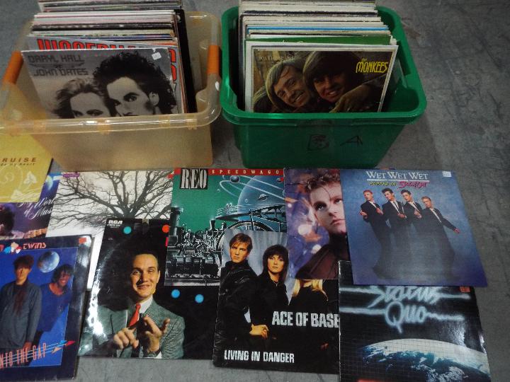 Two boxes of 12" vinyl records to include Erasure, Status Quo, Wet Wet Wet, The Monkees, - Image 3 of 5