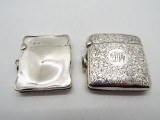 Two hallmarked silver vesta cases comprising an Edward VII example, Chester assay 1906,