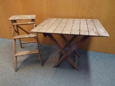 Lot to include a small teak folding table,