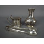 Silver group - Lot to include a small Edward VII vase, Sheffield assay 1904,