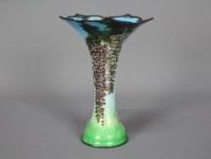 A Ginbari cloisonné enamel vase of trumpet form and shaped rim,