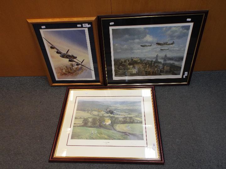 Three prints of aviation interest comprising a limited edition print after Trevor Lay entitled