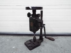 Hand cranked pillar Drill. Vintage. 49cm high.