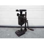 Hand cranked pillar Drill. Vintage. 49cm high.