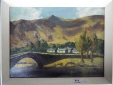 A framed oil on board, landscape scene, monogrammed by the artist JH,