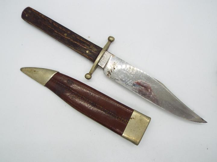 A Victorian Bowie knife by J Rodgers & Sons, Sheffield, with two piece stag horn grip, - Image 3 of 3