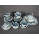 Wedgwood Etruria Embossed Queens Ware tea service comprising six trios, teapot, cream jug,