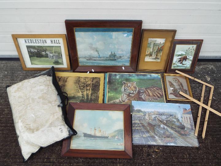 A collection of prints, jigsaw, curtains