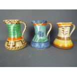 Three Art Deco, Myott pinch neck jugs wi