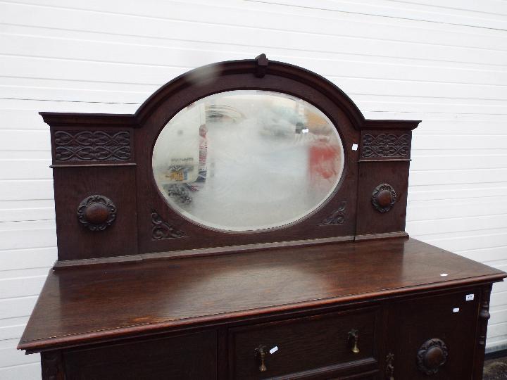 A mirror back, oak sideboard with carved - Image 2 of 4