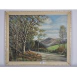 A framed oil on board landscape scene, signed lower right by the artist H Kelly,