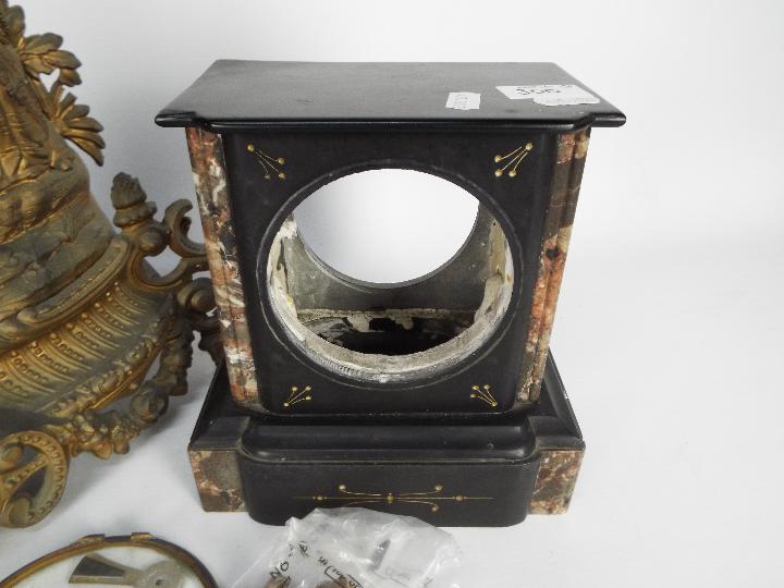 A figural mantel clock for restoration and a mantel clock case. - Image 2 of 4