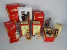 Seven boxed Royal Doulton Bunnykins figurines to include Evacuees, Teacher, Maid Marion,