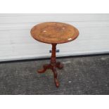 A burr walnut veneered occasional table, approximately 70 cm x 52 cm.