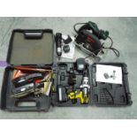 Lot to include a Bosch PKS 46 circular saw, electric drill and similar.