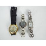 Three wristwatches to include a lady's sterling silver cased,