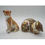 Royal Crown Derby - Two paperweights comprising Cottage Garden kitten and Cheetah Cub,