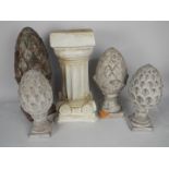 Reconstituted stone and similar artichoke finials,