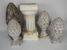 Reconstituted stone and similar artichoke finials,