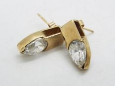 A pair of 9ct gold stone set earrings, approximately 3.7 grams all in.