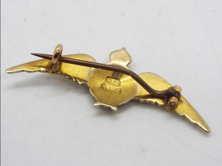 A yellow metal and enamel RFC sweetheart brooch stamped 9ct, approximately 2.5 grams all in. - Image 2 of 3