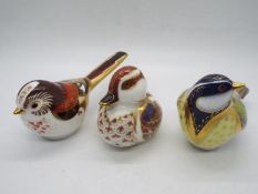 Royal Crown Derby - Three paperweights comprising Great Tit,