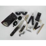 Lot comprising knives including a Joseph Rodgers survival knife, a J Hudson Metropolitan whistle,