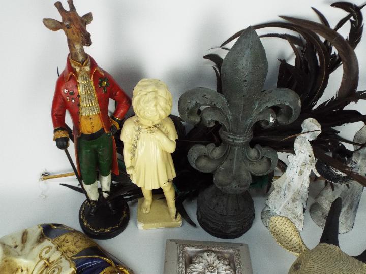 A collection of decorative items to include plaster model of a child, candle holders, - Image 3 of 4