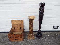 A large candle stand (120 cm height), a plant stand and vintage wooden box.