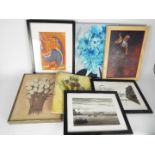 A collection of pictures to include oil, ink wash and other,