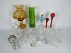 Mixed lot of glassware to include Whitefriars style vases, Mary Gregory style and similar.