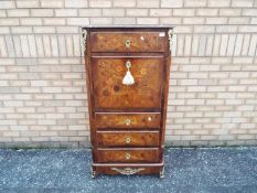 A gilt metal mounted and red marble topped secretaire a abattant,