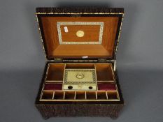 A 19th century Vizagapatam, elk horn sewing casket or workbox,