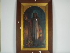 A framed print of religious interest depicting Jesus, approximately 70 cm x 38 cm.