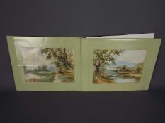 Two unframed watercolours, late 19th or early 20th century, rural landscape scenes,