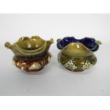 Two small Doulton Lambeth bowls one with applied sea shell style decoration and one similar,