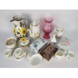 Lot to include an Aynsley coffee set in the Cottage Garden pattern, Aynsley Pembroke vase,