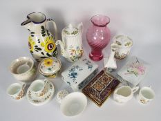Lot to include an Aynsley coffee set in the Cottage Garden pattern, Aynsley Pembroke vase,
