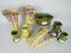 Lot to include Arthur Wood, Art Deco ceramics including a coffee pot and wall pocket,