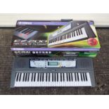 A boxed Yamaha EZ-200 electronic keyboard.