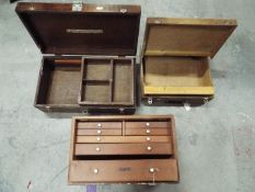 An engineer's seven drawer tool chest by Union and two further wooden tool boxes.