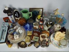 A mixed lot to include ceramics, glassware, framed pictures and other, two boxes.