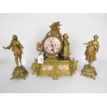 Early 19th century mantel clock garniture,