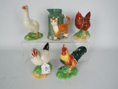 Border Fine Arts - Four pottery farmyard bird figurines comprising Goose, Chicken (Light Sussex),