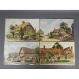 Four unframed watercolours of country co