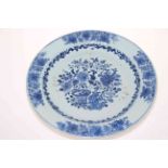 Large late 18th Century Chinese blue and white plate, 34.5cm diameter.