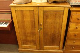 Oak double door stationery cupboard 97cm wide, and multi drawer chest 101cm (2).